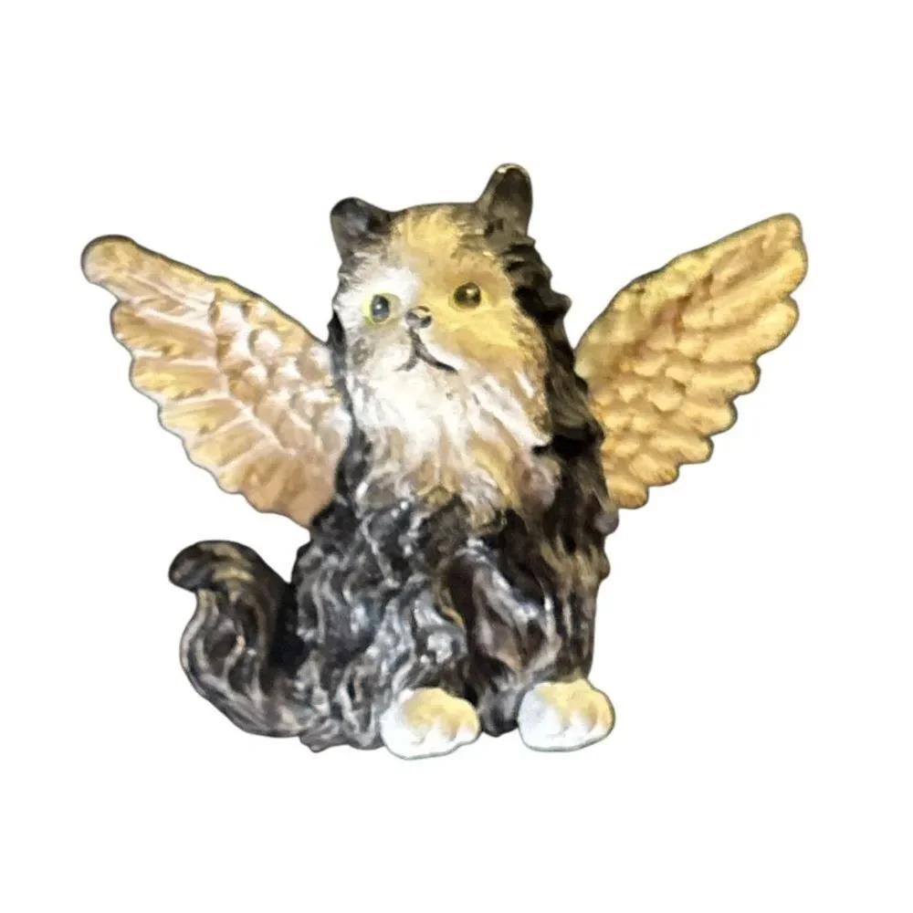 Vintage Tuxedo Cat Brooch Angel Cat
